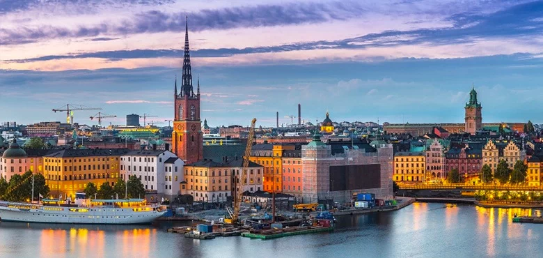 Panorama da cidade velha de Estocolmo, Suécia.